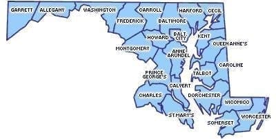 Maryland Map Showing Counties for Home Selling